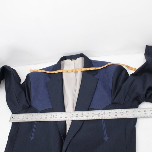 Vintage Pagano west sport coat Mens 48R western rodeo faux suede yoke blue - Picture 9 of 15